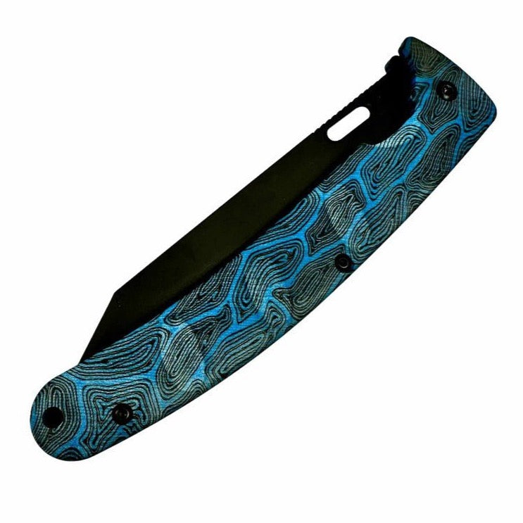 Blue Japanese Pocket Knife by Yu Kurosaki folded shut