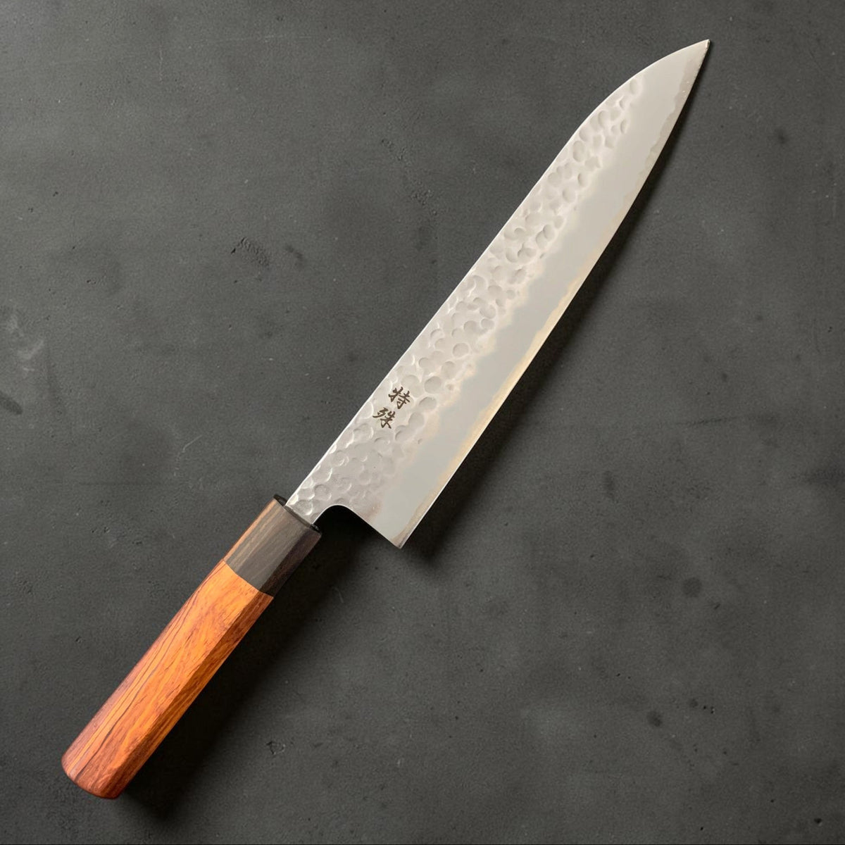 Tokushu Knife White #2 stainless-clad 240mm gyuto with rosewood handle and ebony ferrule