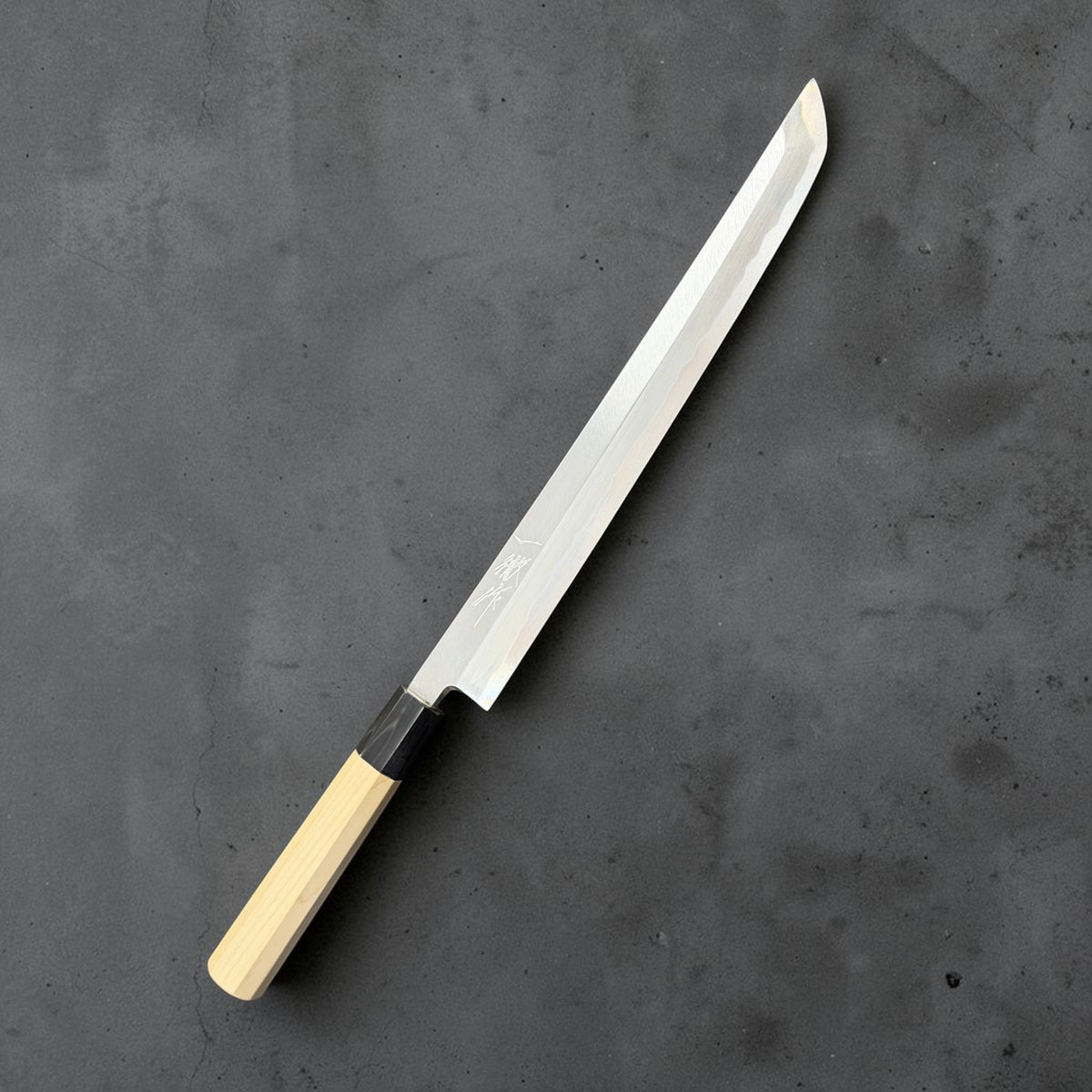 Yoshikazu Tanaka White #2 sakimaru yanagiba 300mm, bevel side with wooden wa handle