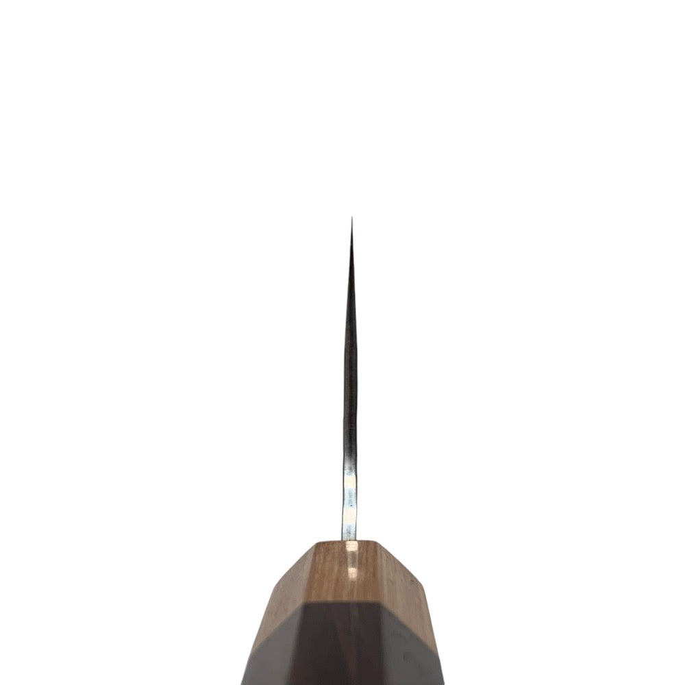 Yu Kurosaki Senko Ei SG2 Gyuto 270mm, choil shot showing thin grind and spine taper.