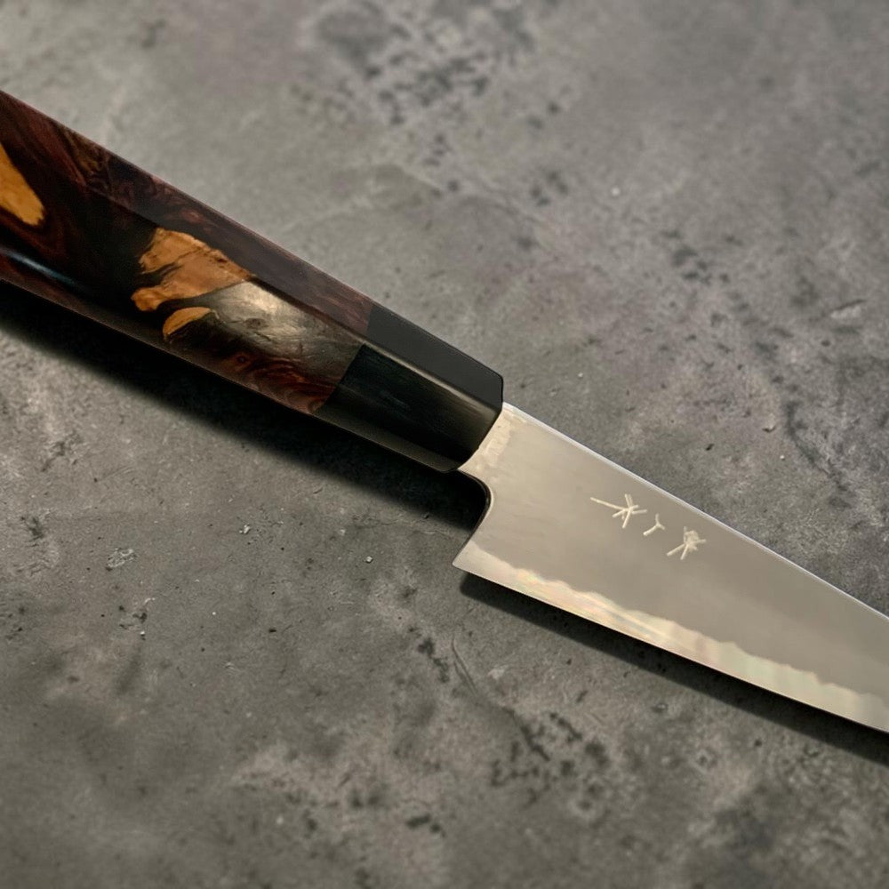 Tetsujin Blue #2 Kasumi Custom Sujihiki 240mm with Jobone Cocobolo and Horn Handle