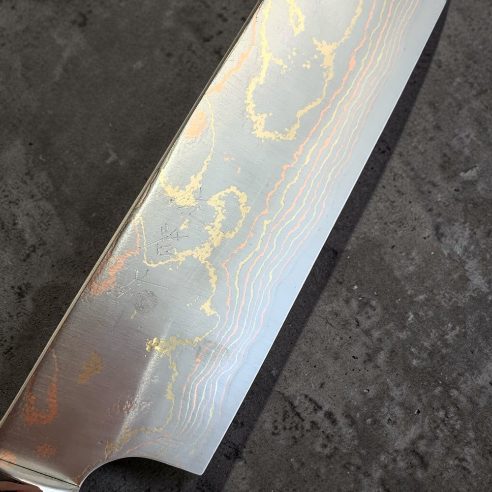 Takeshi Saji Blue #2 Rainbow Damascus Gyuto 240mm with Ironwood Handle