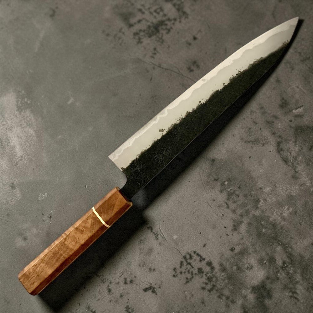 Tsunehisa AS Kuro Nashiji Gyuto 210mm with Exclusive Sanjo Walnut Handle