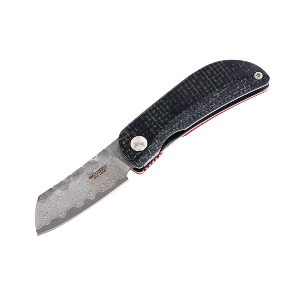 Mcusta Petit VG-10 Core Damascus Black/Orange Micarta 2.75" Folding Knife