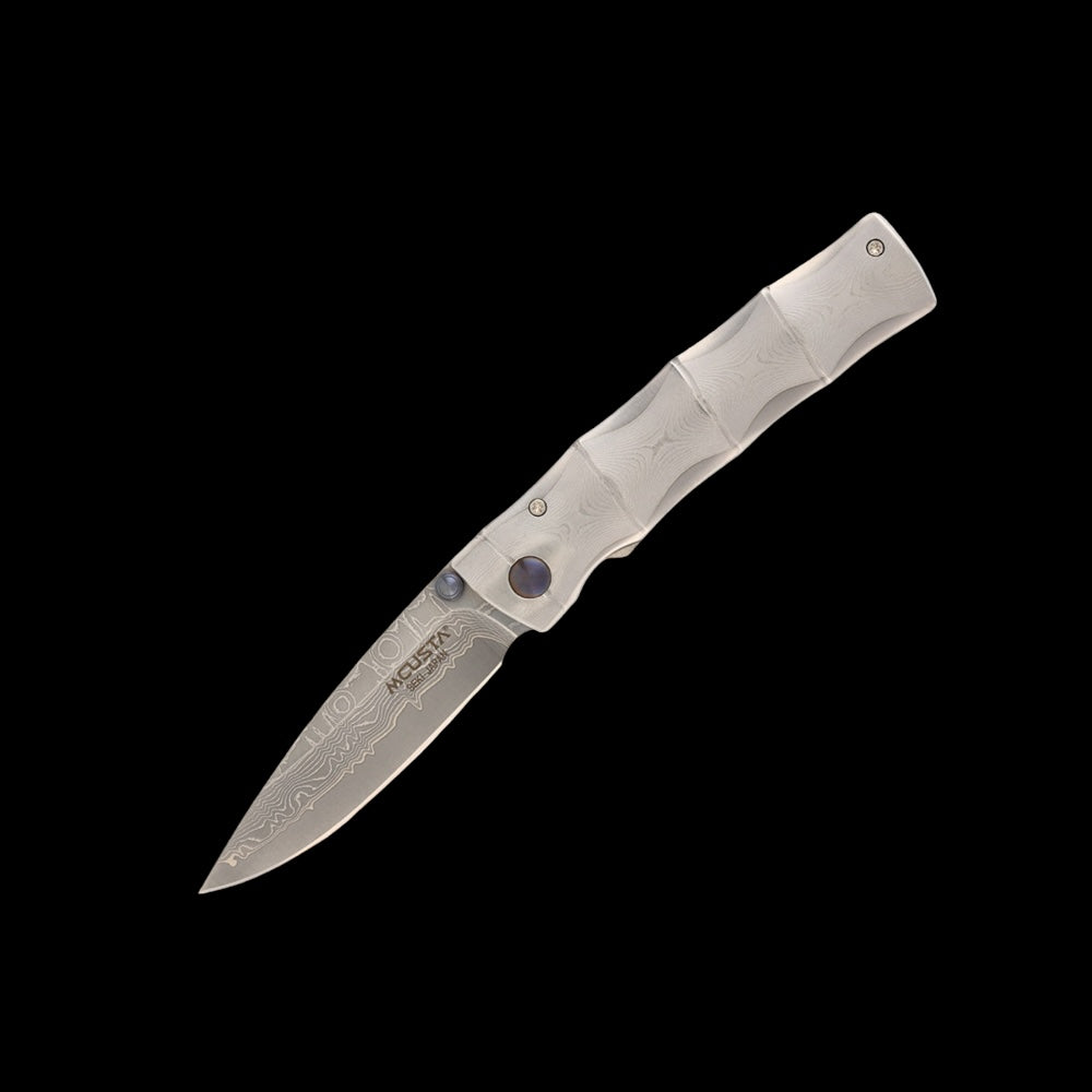Mcusta Shinra Take VG-10 Core Damascus Blade Bamboo Design Damascus Handle 3.75" Folding Knife