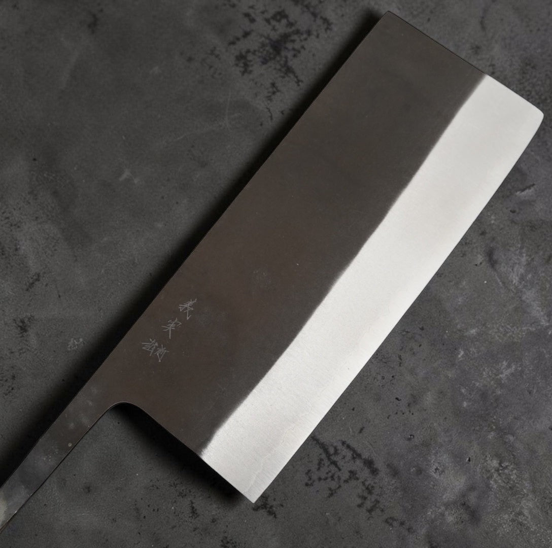 Yoshimi Kato Japanese Cleaver Knife Showing Kanji