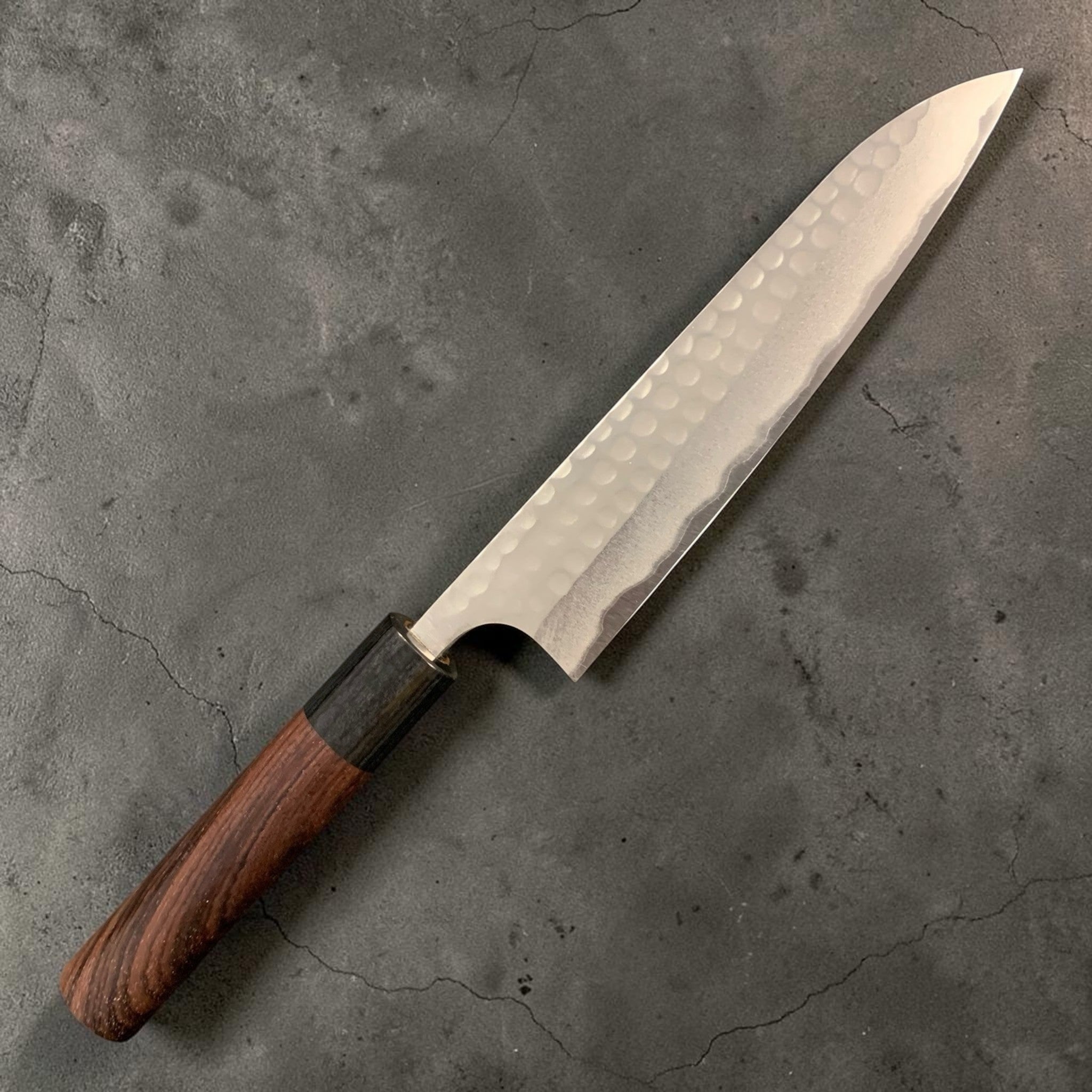 Anryu Aogami #2 Tsuchime Petty 150mm side view with rosewood handle