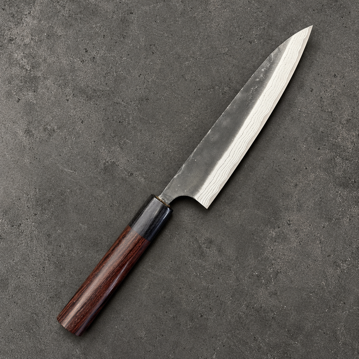 Reverse side of Anryu White #2 Damascus petty 150mm with rosewood Circle handle