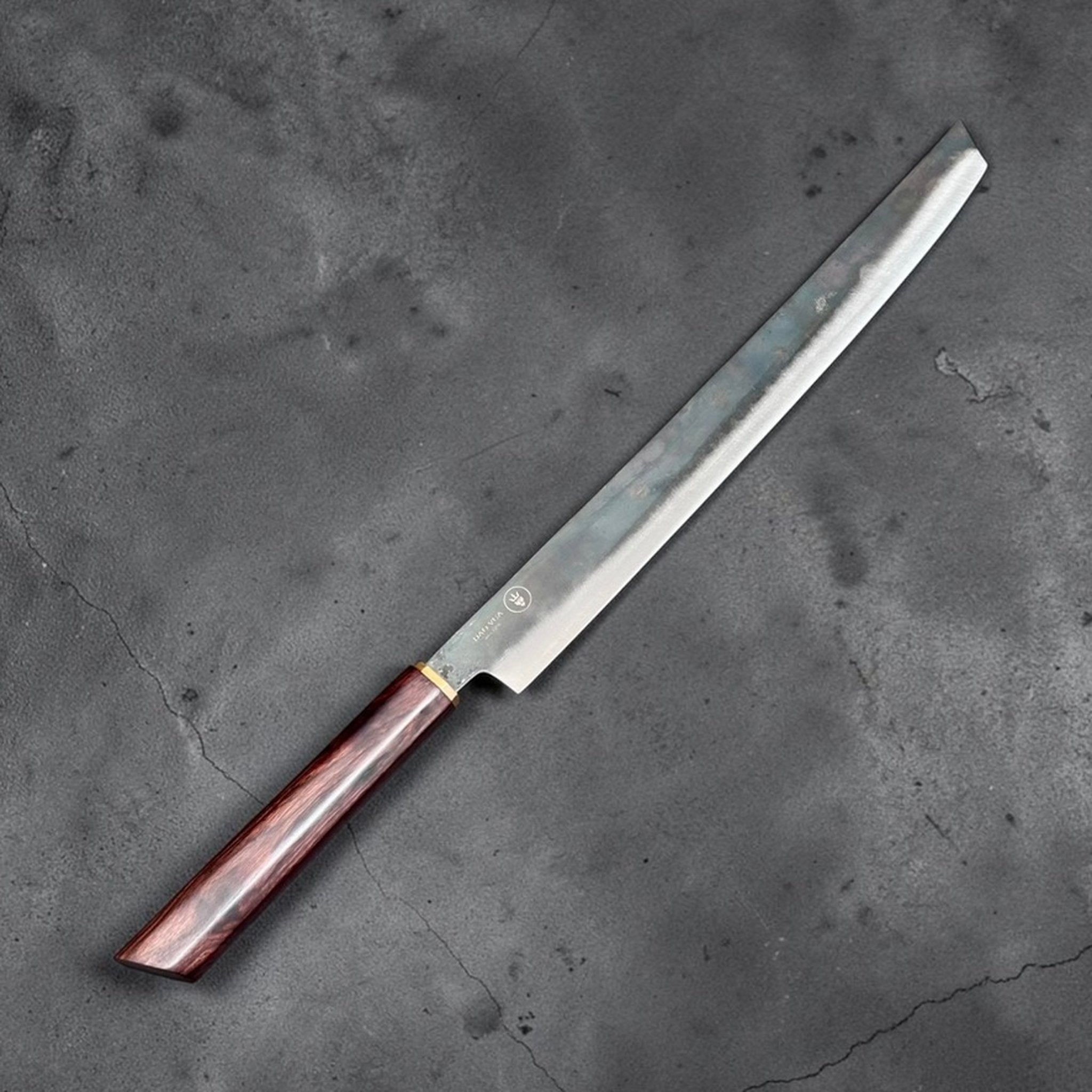 Dao Vua Special Edition Sujihiki Slicer 350 mm, diagonal hero view of blade and handle.