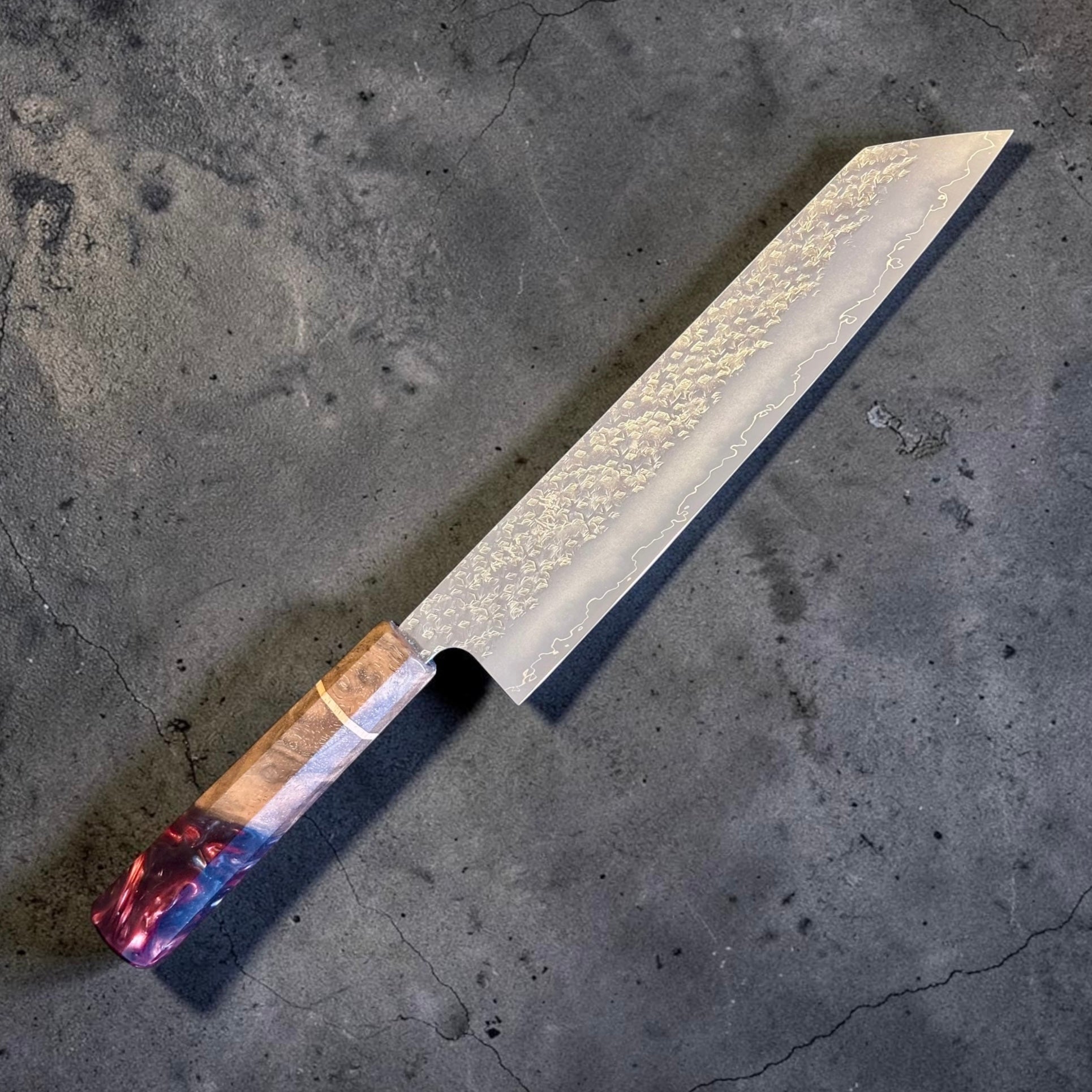Makoto Kurosaki SG2 Bunka 240mm Arctic Timber Prisma handle reverse side