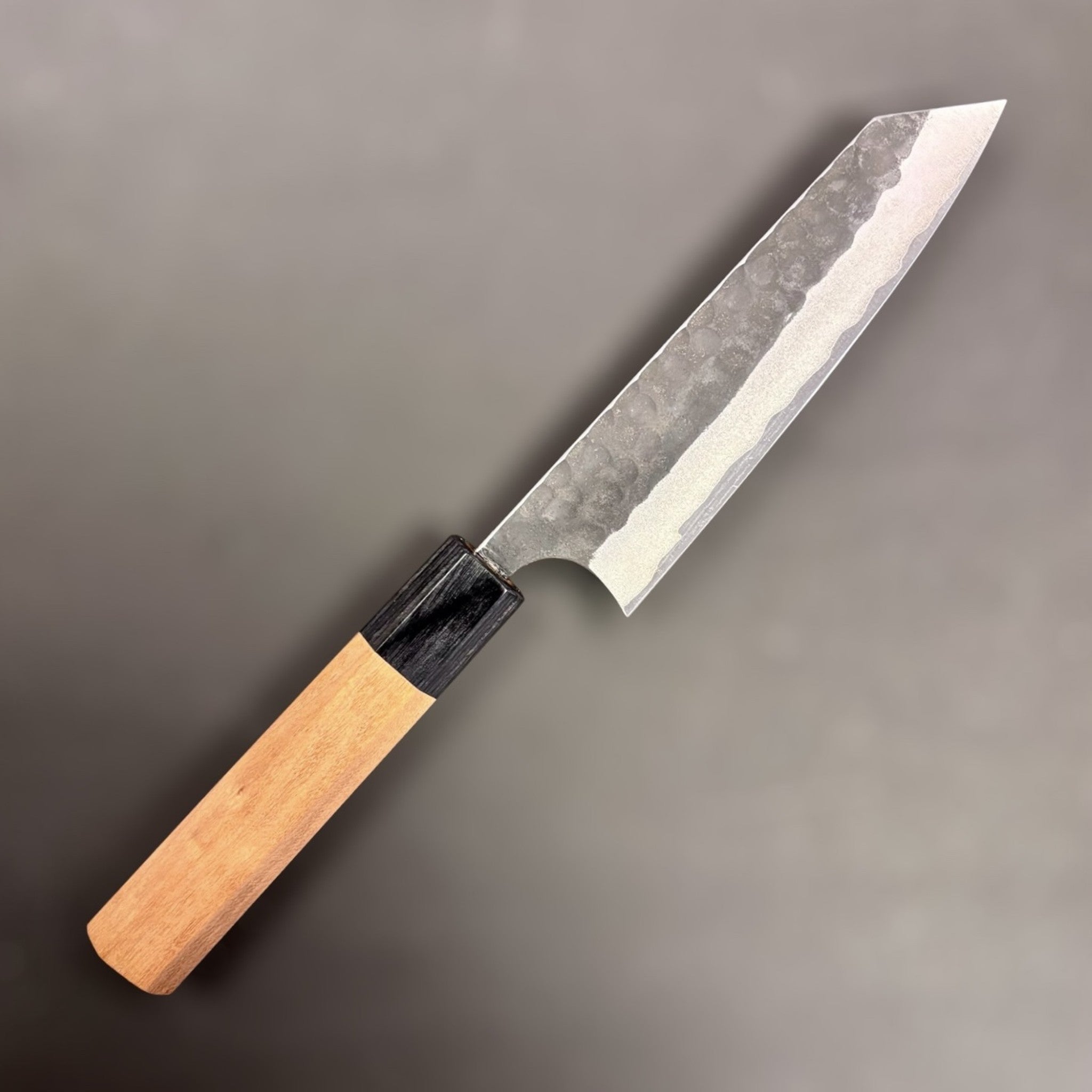 Masakage Koishi Aogami Super Ko Bunka 130 mm, right‑side profile with hammered kurouchi finish and k‑tip geometry.