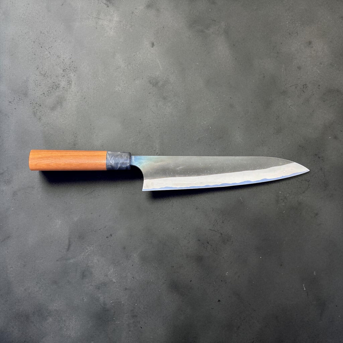 Masakage Mizu Gyuto 210 mm, full profile view of the blade and handle.