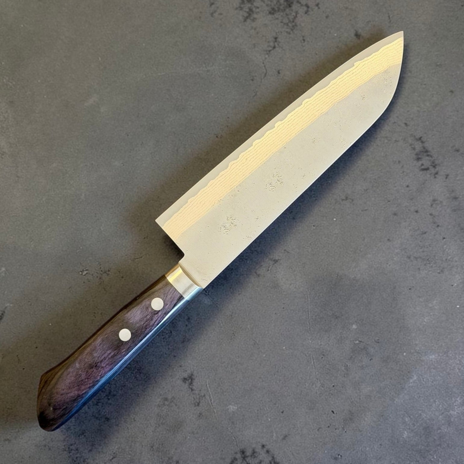 Masutani Sekka VG10 Nashiji Santoku 170mm reverse angled view