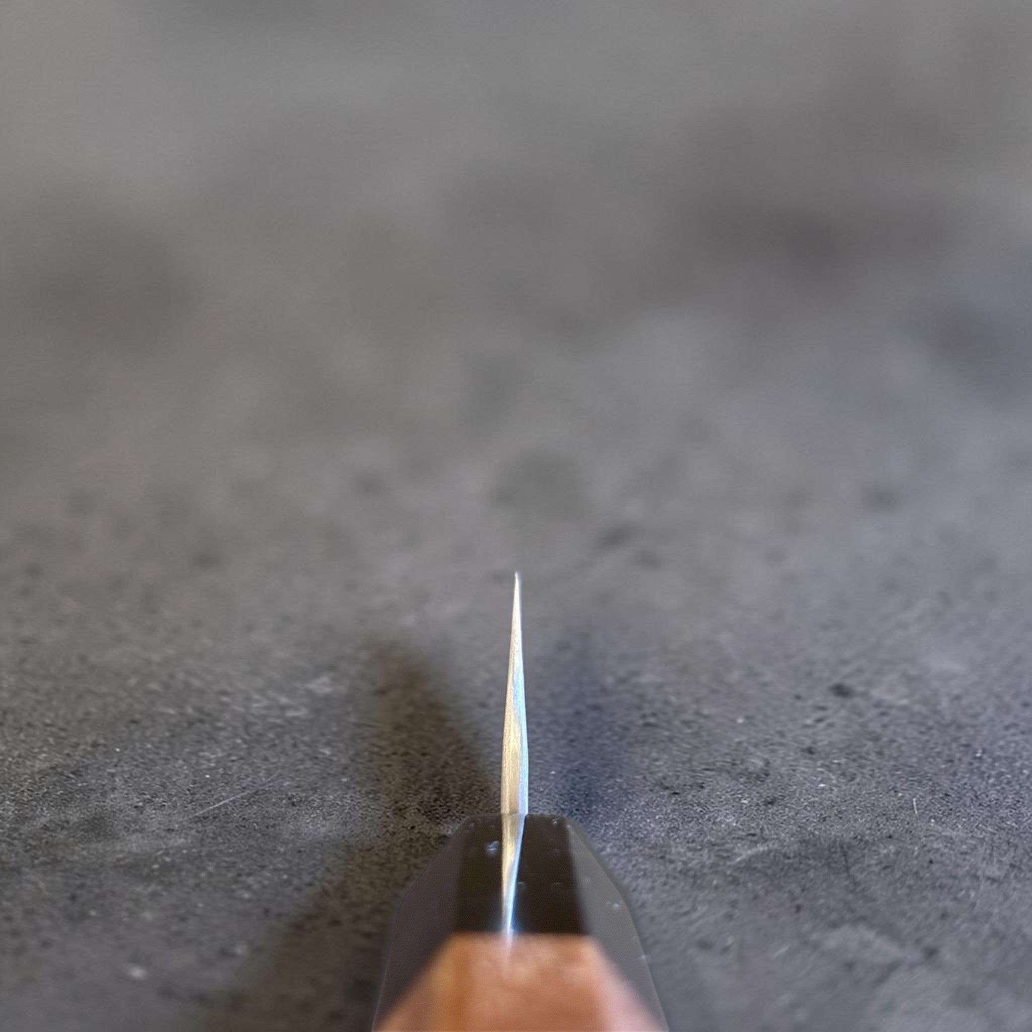 Nigara Hamono Aogami Super Tsuchime Petty 150 mm with walnut horn handle chiol shot.