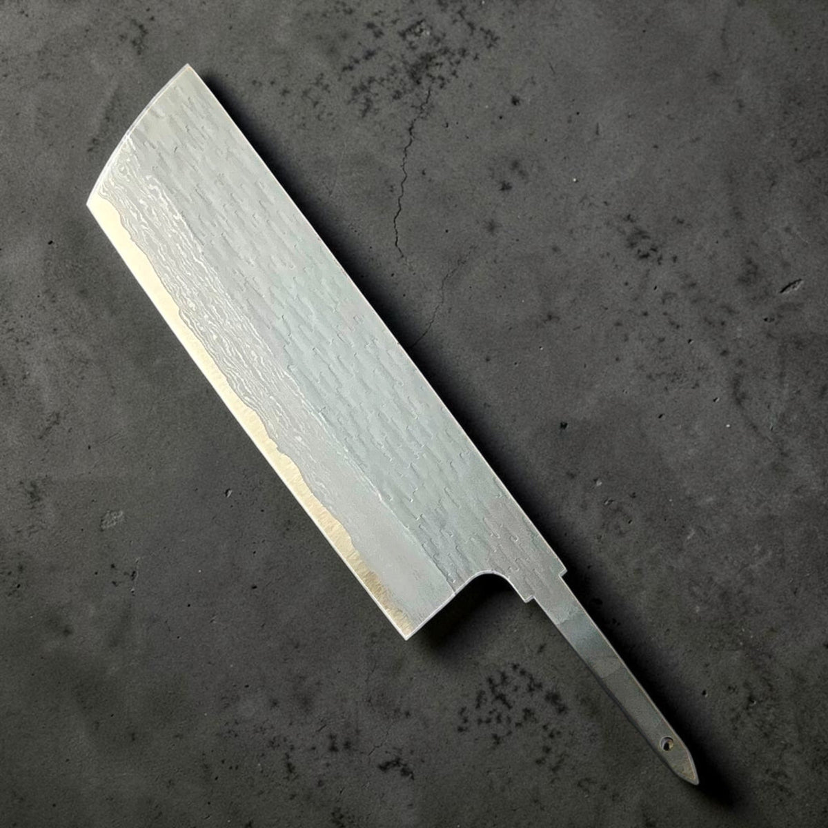 Nigara VG-XEOS Tsuchime Nakiri blade only, reverse view with exposed tang