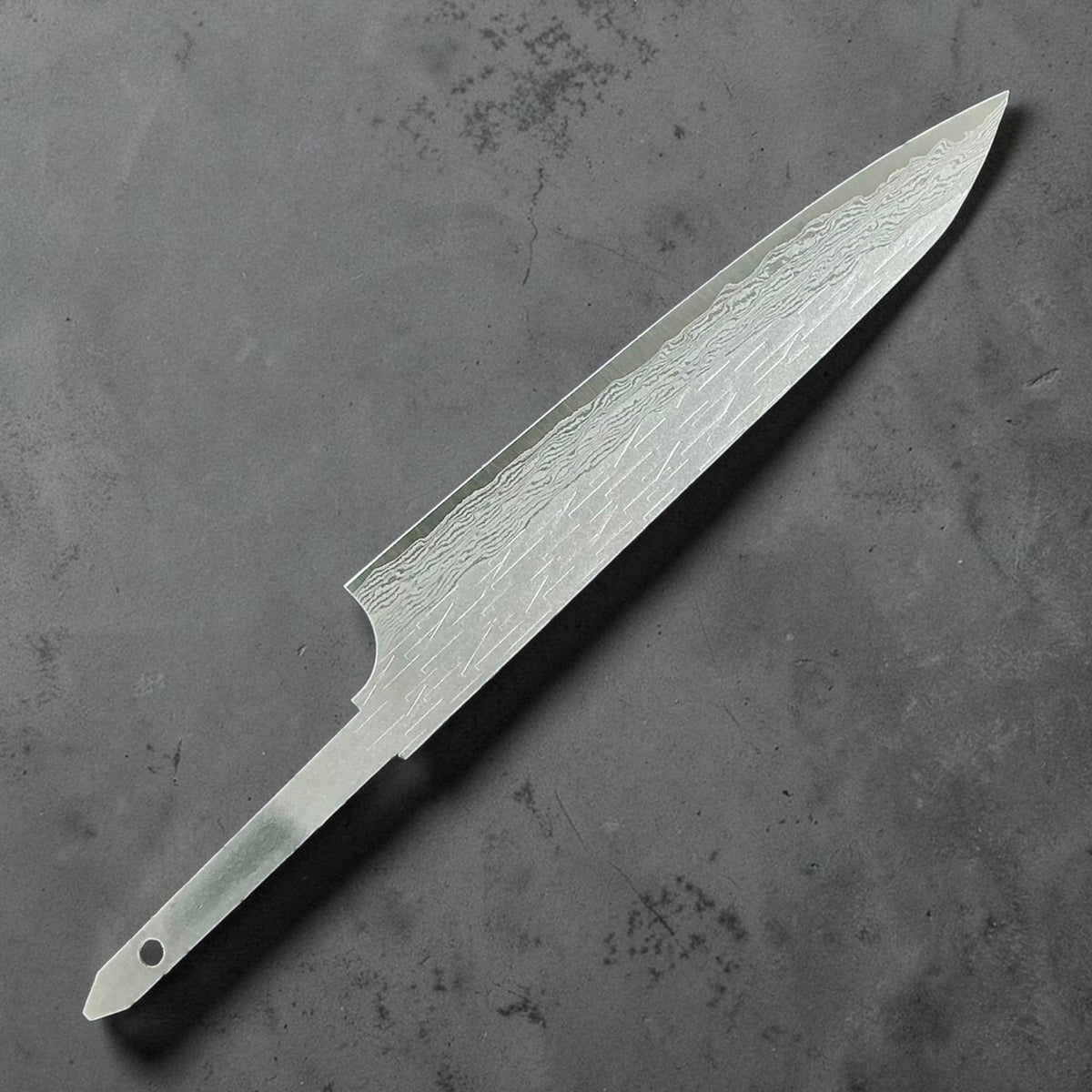 Nigara VG-XEOS Tsuchime Petty 150mm blade only, reverse view with exposed tang