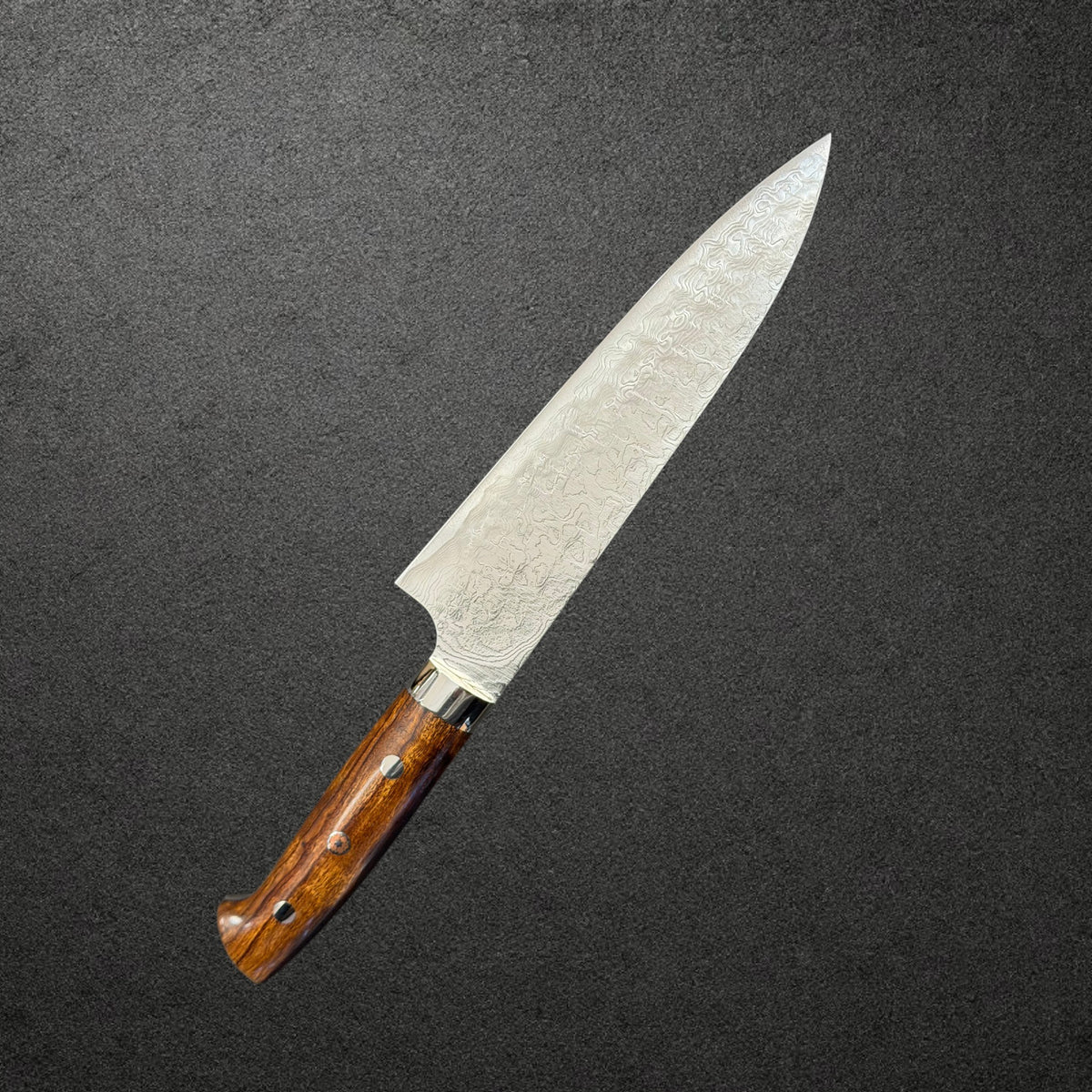 Takeshi Saji SG2 Diamond Damascus Gyuto 180mm with ironwood handle, reverse angle