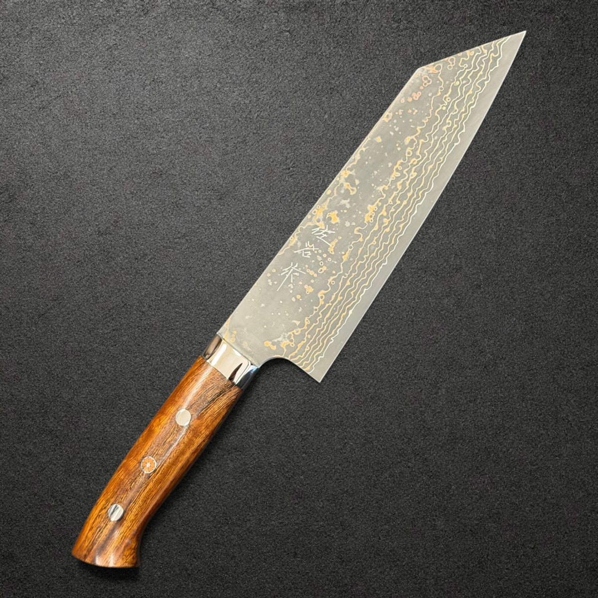 Takeshi Saji VG-10W Gold Damascus Bunka 170mm with ironwood handle, hero