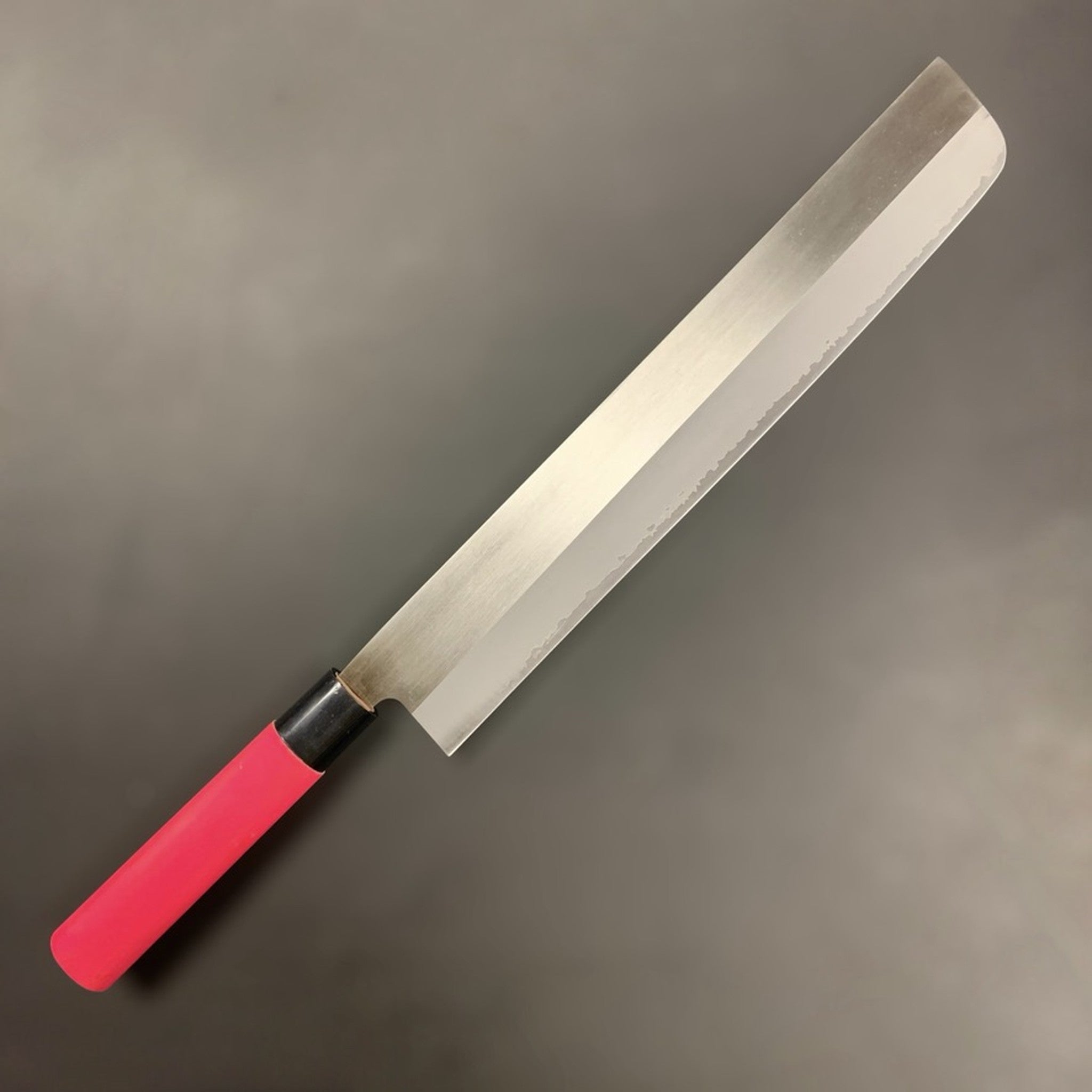 Shiro Kamo Aogami 2 Vegetable Harvesting Knife 330mm, right-side face with maker's kanji visible.
