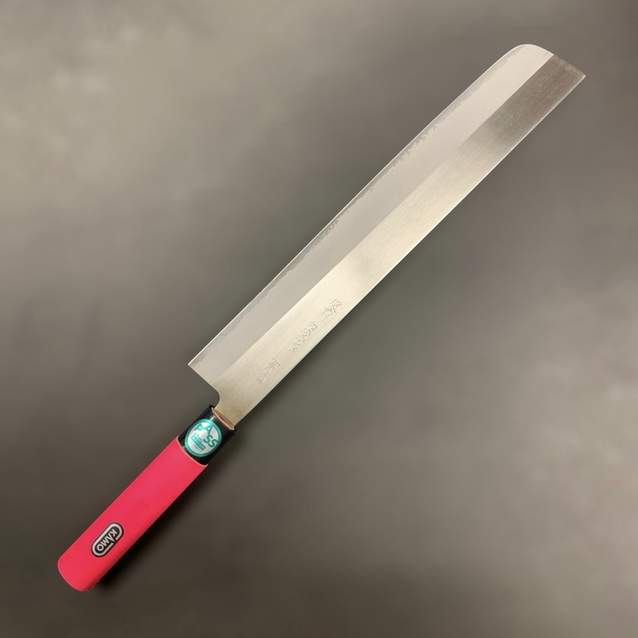 Shiro Kamo Aogami 2 Vegetable Harvesting Knife 330mm, left-side profile on neutral background.