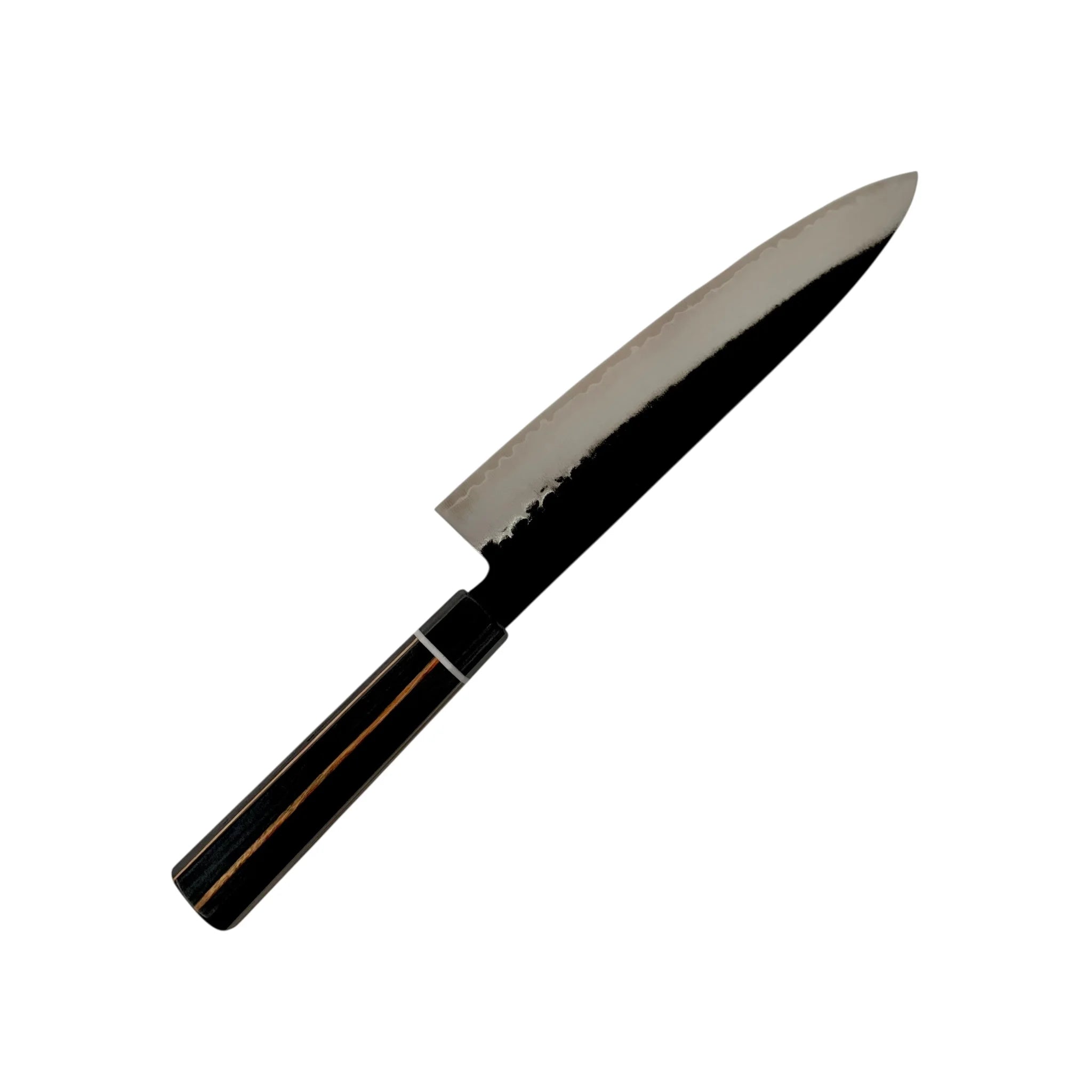 Suncraft Senzo Finest Chef Knife 210 mm kurouchi tsuchime blade upside down