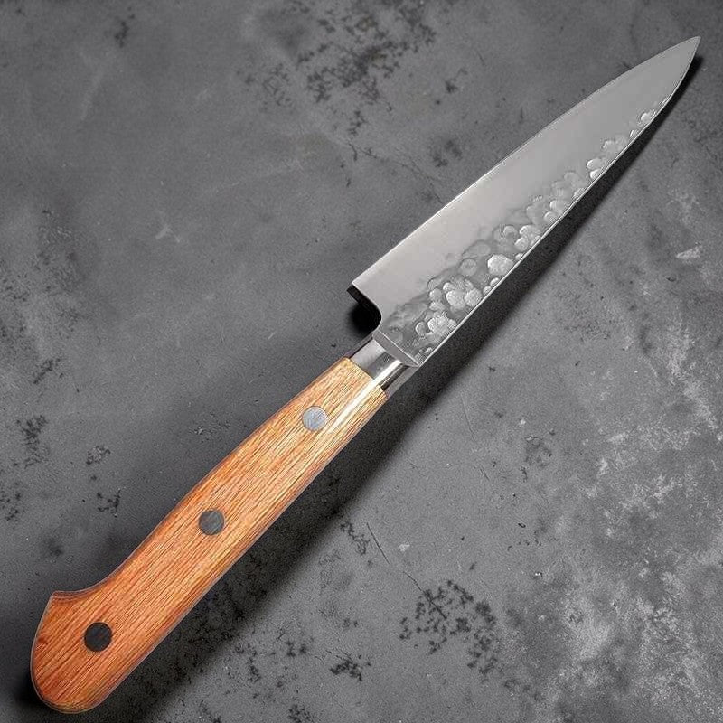 Takamura Chromax Stainless Clad Tsuchime 130mm Petty with Western Handle - Tokushu Knife