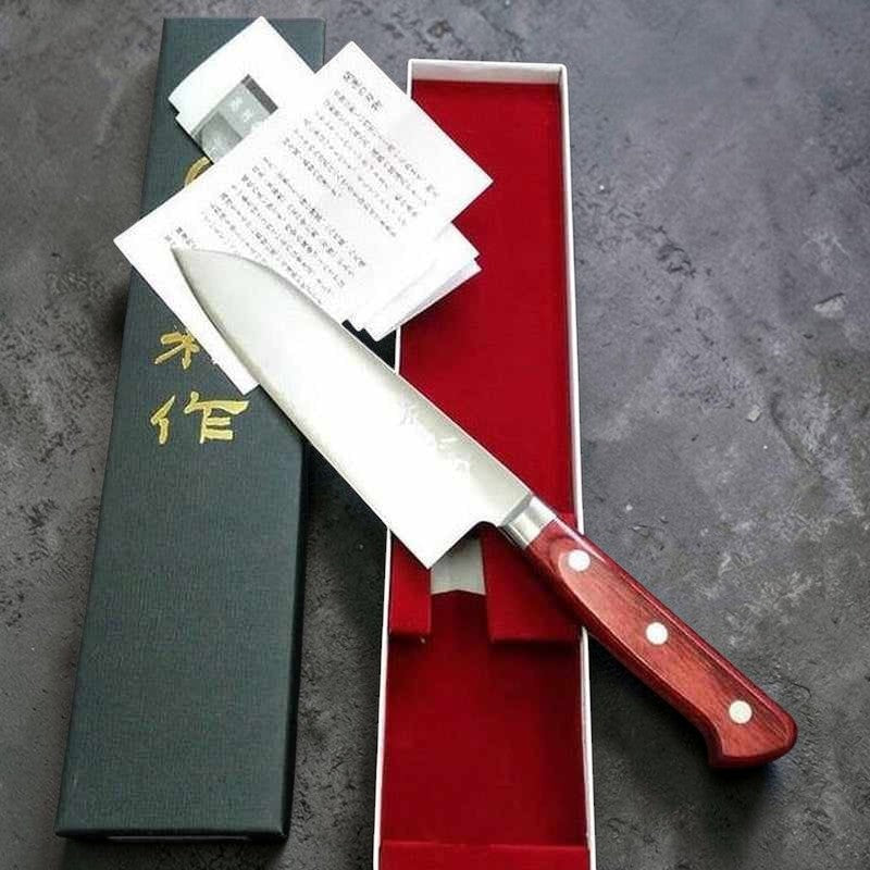 Takamura SG2 Migaki 170mm Santoku with Red Western Handle Tokushu Knife.