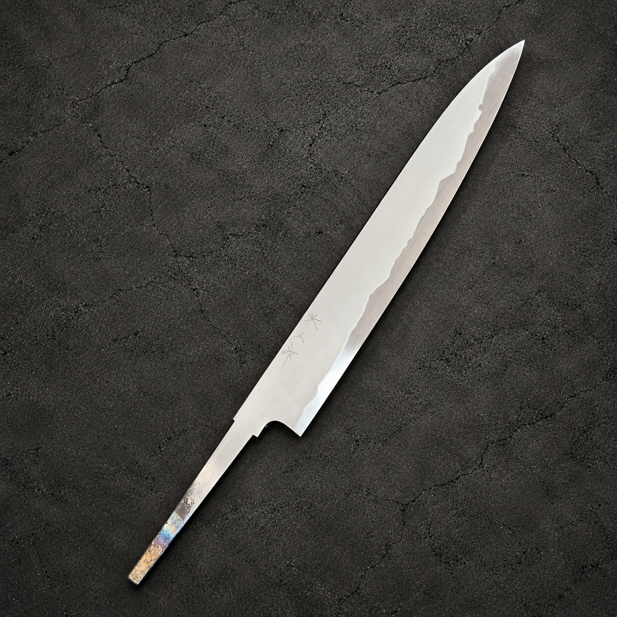 Tetsujin Blue No. 2 So-Kasumi Sujihiki 210mm blade only with exposed tang