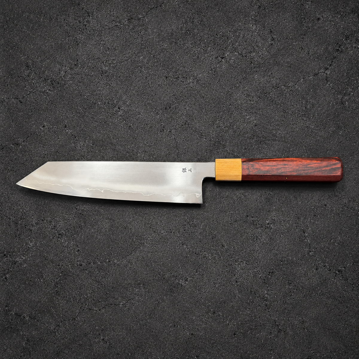 Tetsujin Silver 3 Ukiba Kiritsuke Gyuto 240mm reverse side profile and cladding line