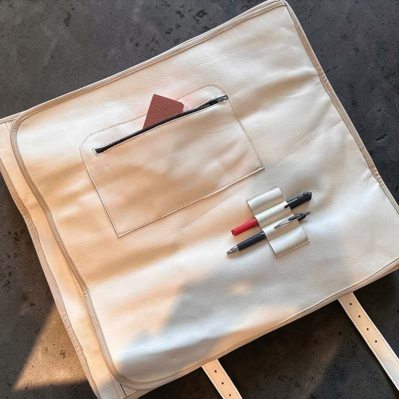 Tokushu Knife Premium Leather Japanese Knife Roll - White - Tokushu Knife