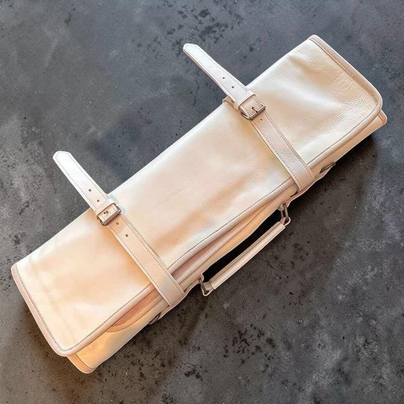 Tokushu Knife Premium Leather Japanese Knife Roll - White - Tokushu Knife