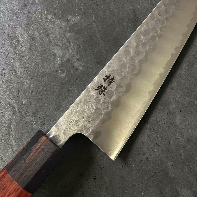 TOKUSHU KNIFE White #2 Stainless Clad Tsuchime Gyuto 210mm with Rosewood wa Handle - Tokushu Knife