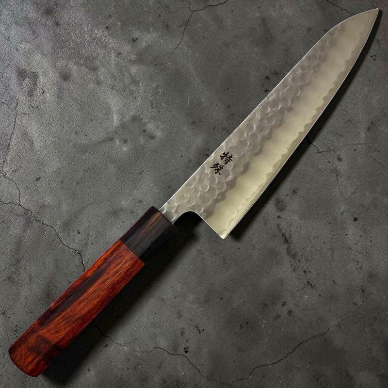 TOKUSHU KNIFE White #2 Stainless Clad Tsuchime Gyuto 210mm with Rosewood wa Handle - Tokushu Knife