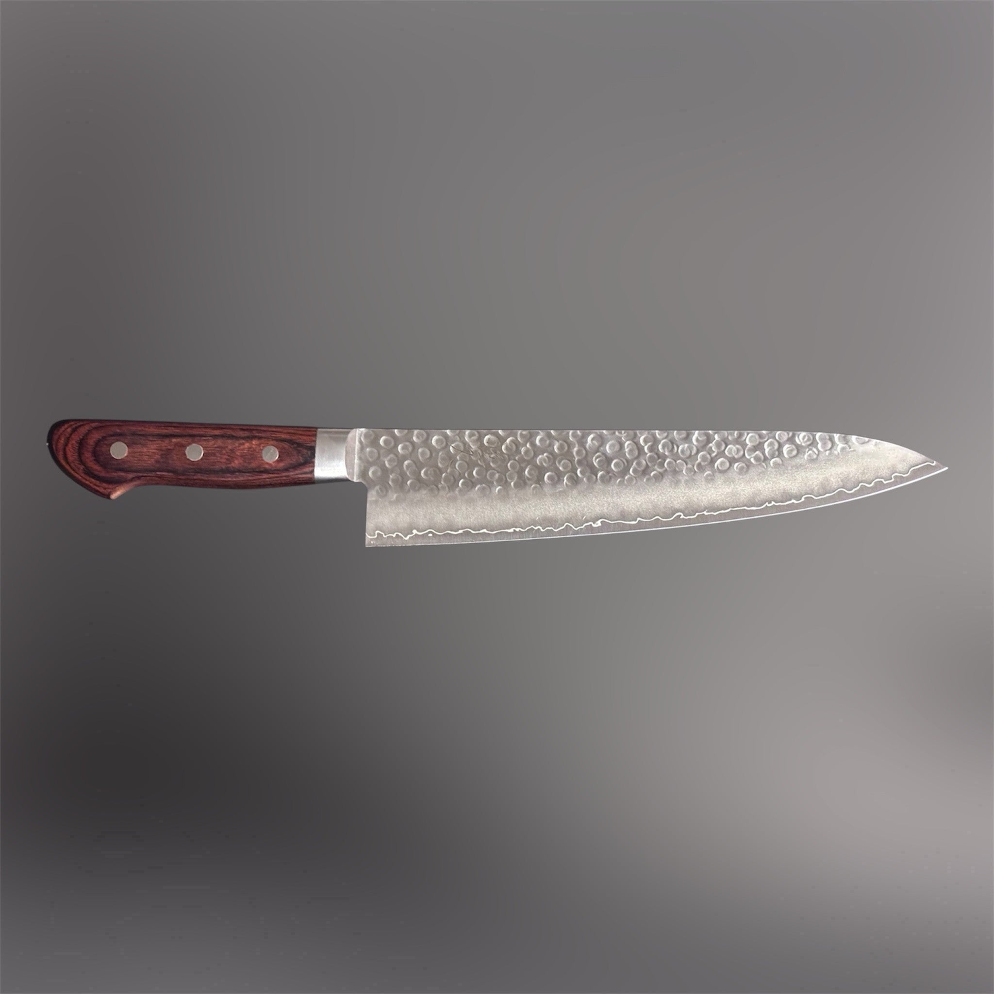 Tsunehisa Swedish Steel Tsuchime Gyuto 240mm with Brown Western Handle
