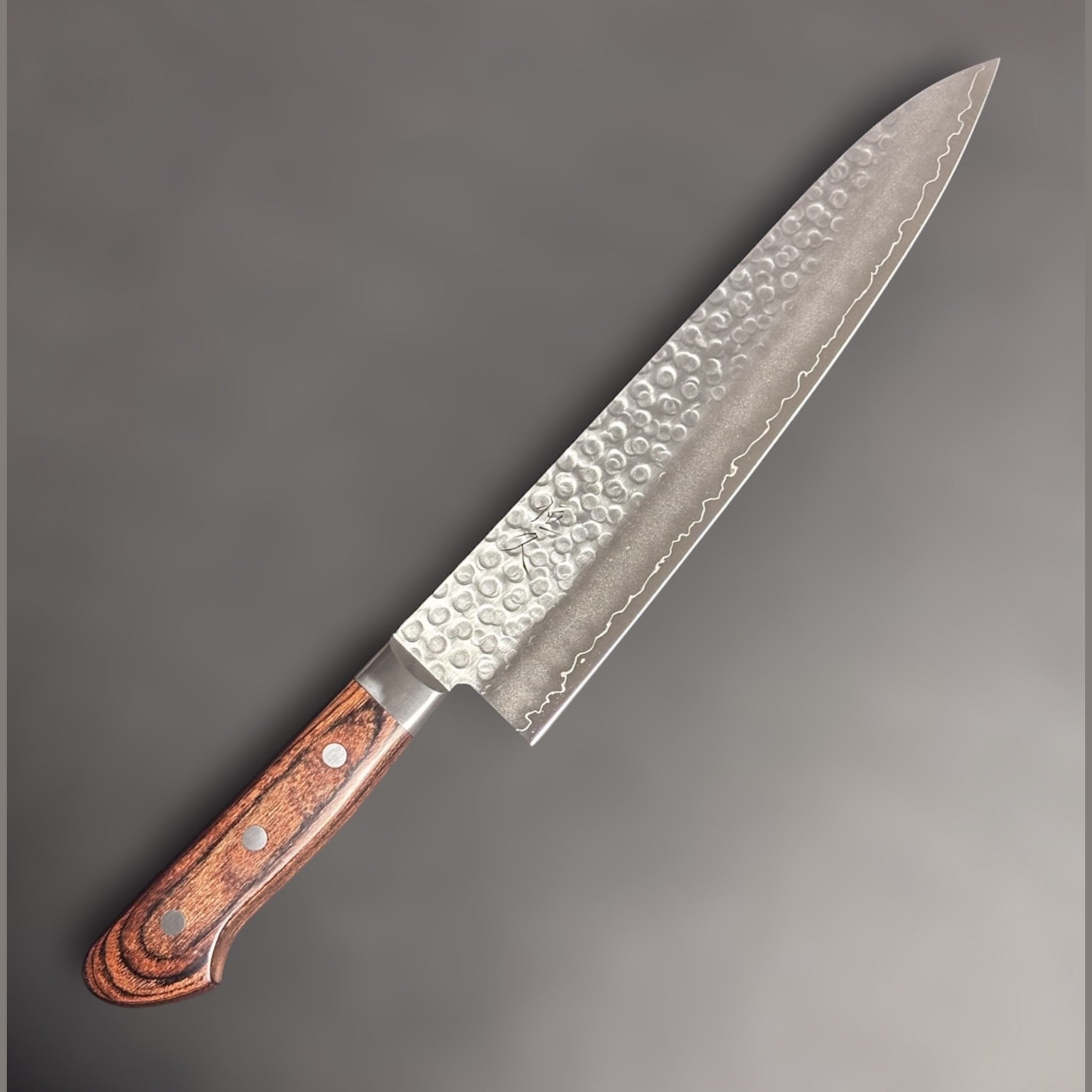 Tsunehisa Swedish Steel Tsuchime Gyuto 240mm with Brown Western Handle