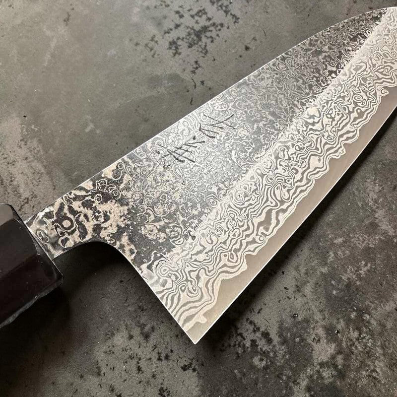 YOSHIKANE HAMONO SLD Black Damascus 170mm Santoku - Superior Japanese Craftsmanship | Tokushu Knife - Tokushu Knife