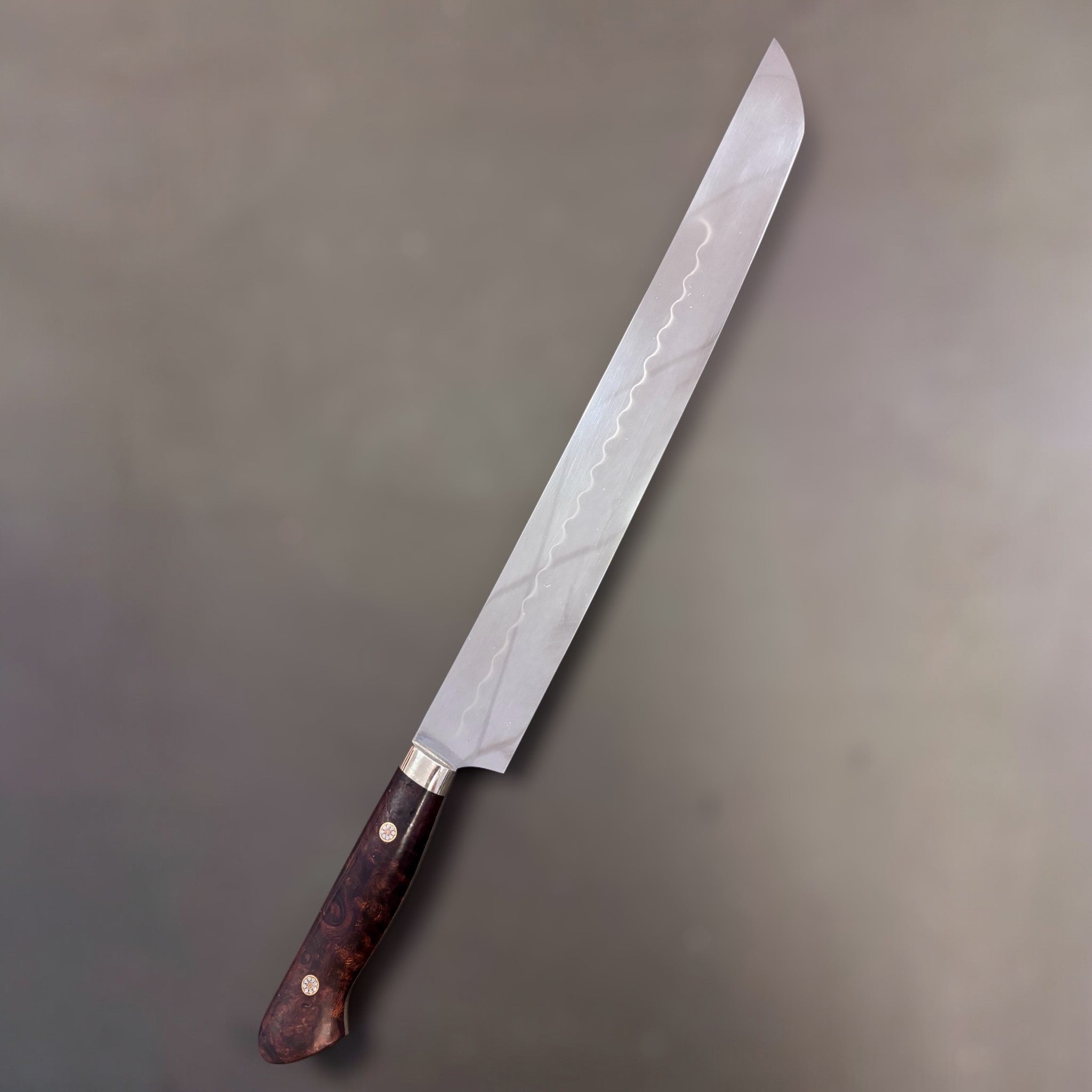 Ikeda Honyaki Sujihiki ironwood yo handle detail