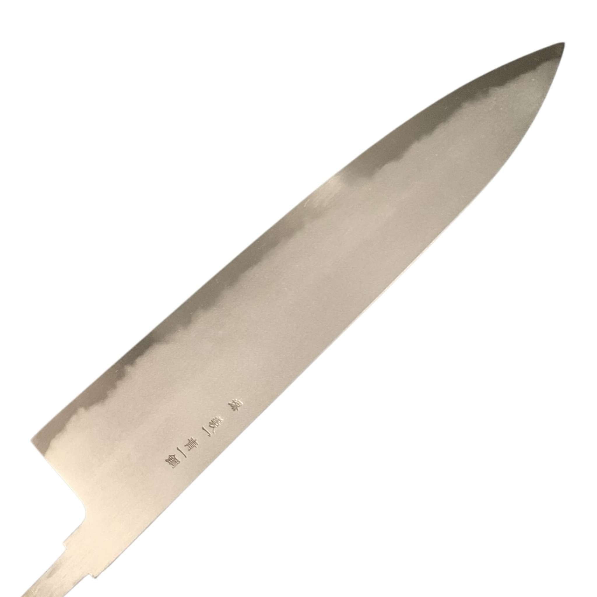 Yoshikazu Tanaka Blue #1 Hon Kasumi Gyuto 255mm side view showing kanji
