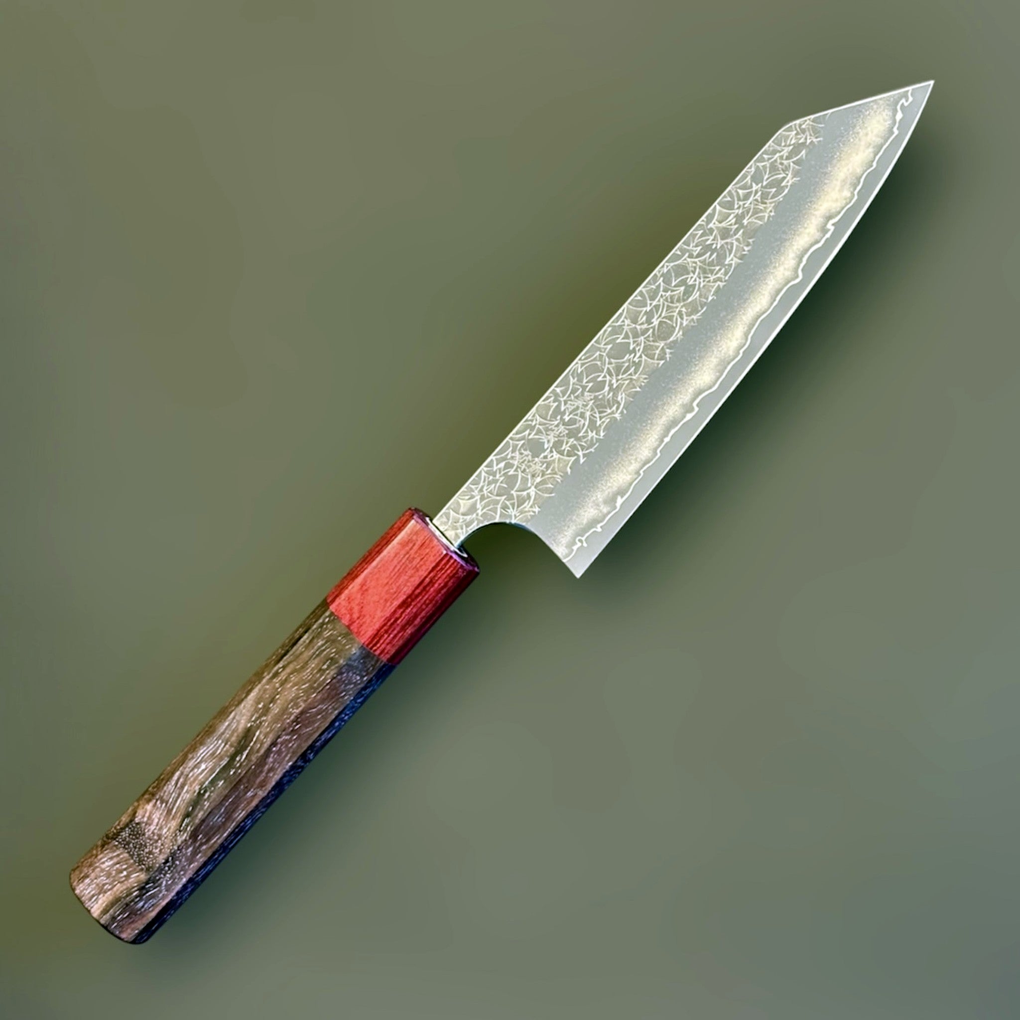 Yoshimi Kato Minamo SG2 Ko Bunka, angled front view showing the etched Minamo pattern and octagonal wa handle.