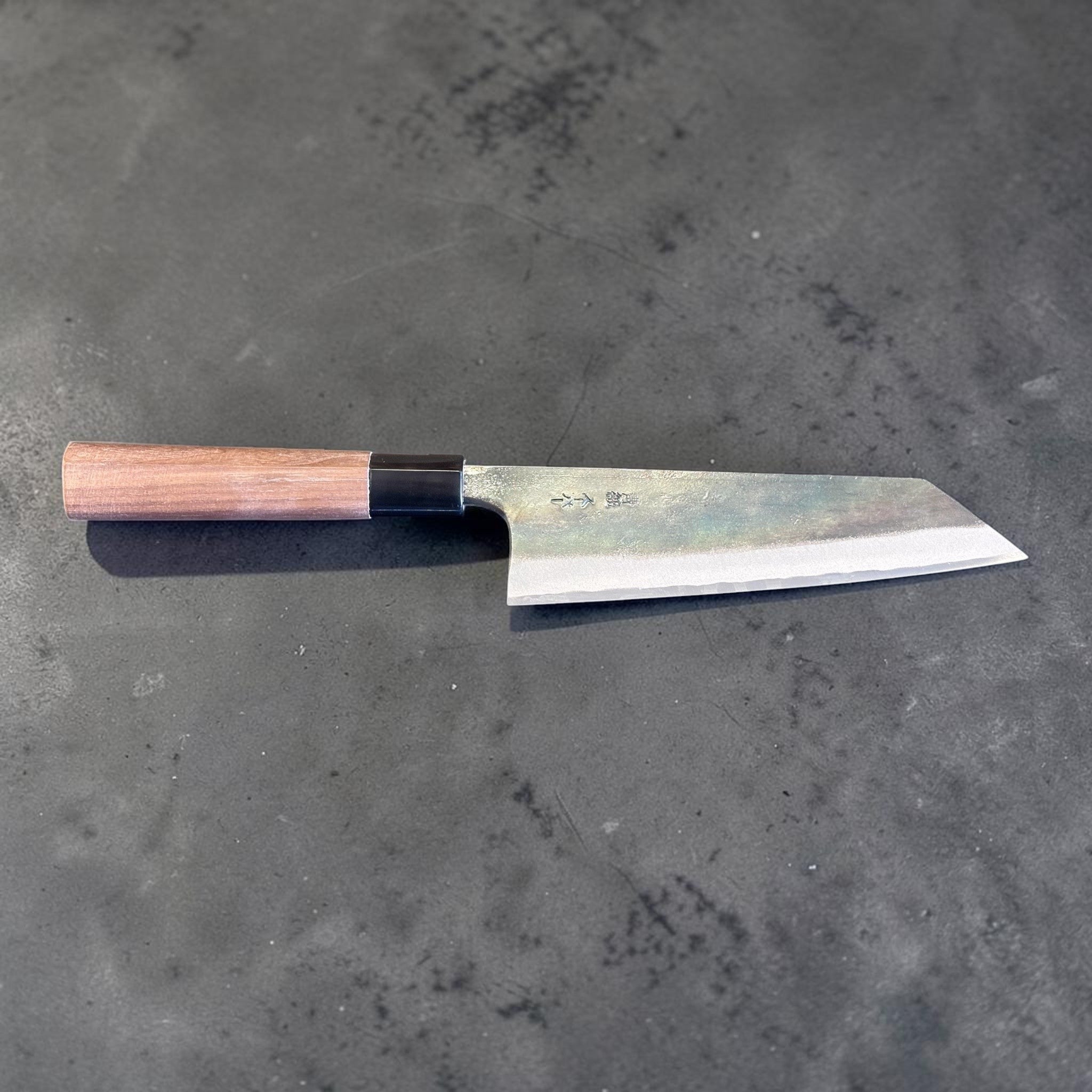 Zakuri AS Kurouchi Bunka 165 mm with kurouchi finish and wa handle, full profile product photo.
