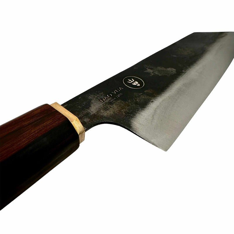 Dao Vua Special Edition Bunka Carbon Steel Kurouchi Ebony and Brass Wa Handle - Tokushu Knife