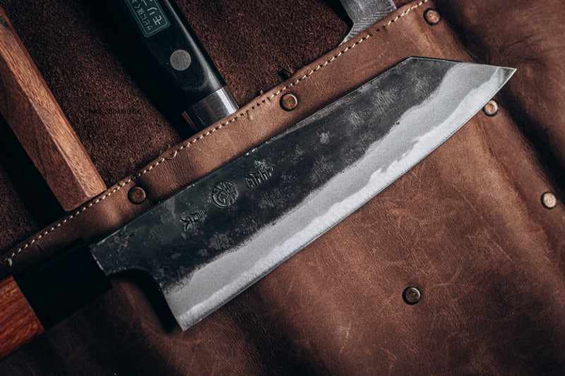 Kyohei Shindo Warikomi Blue #2 Kurouchi 165mm Bunka with Keyaki Handle - Tokushu Knife