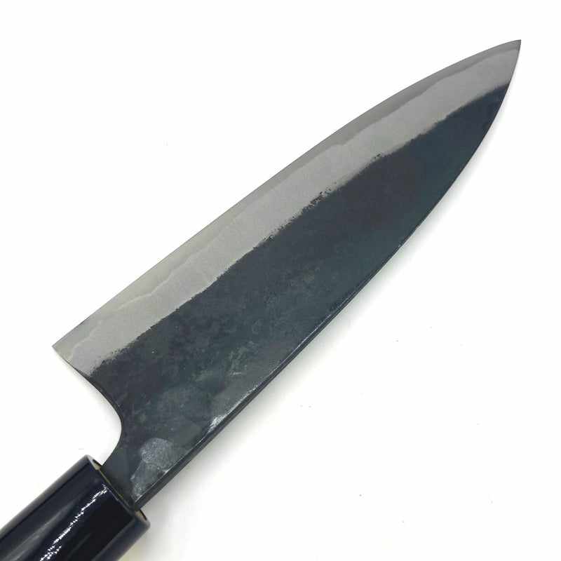 Kyohei Shindo Warikomi Blue #2 Kurouchi 165mm Funayuki with Keyaki Wa Handle and Plastic Ferrule Tokushu Knife.