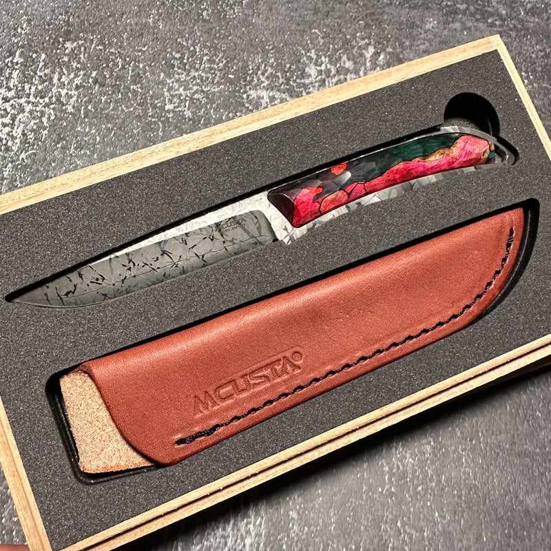 Mcusta Platinum Label Custom VG-10 Core Wood Handle 7.125" Fixed Blade Knife - Tokushu Knife