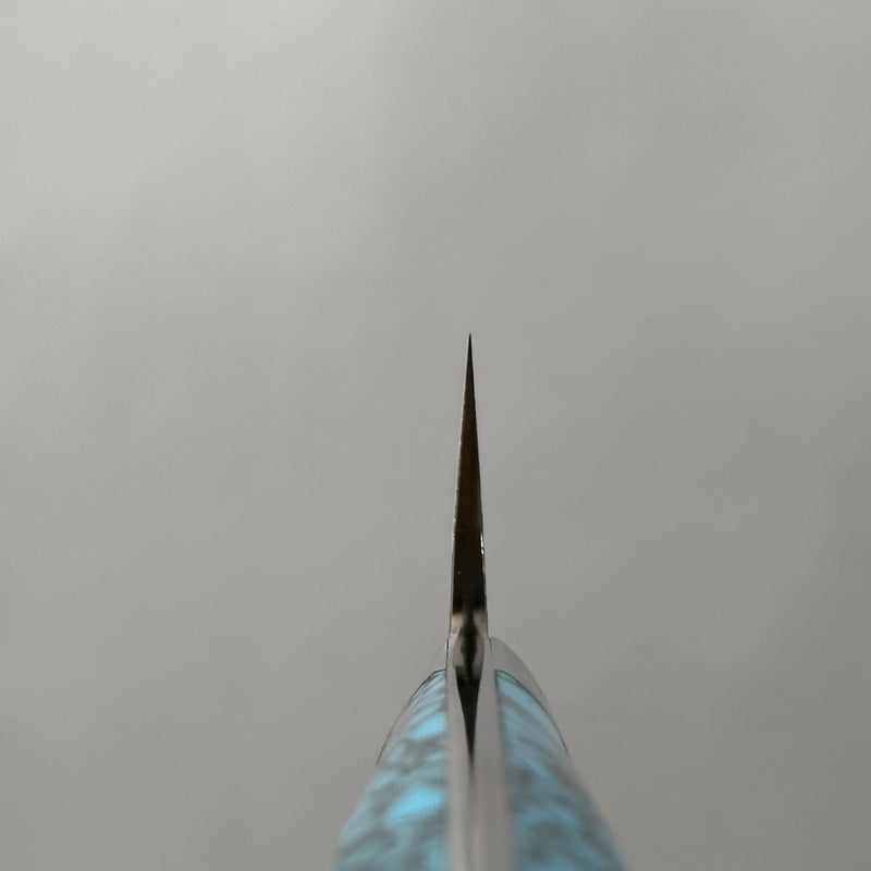 Saji Hamono R2 Diamond Damascus - Japanese 180mm Gyuto Knife with Turquoise Handle - Tokushu Knife