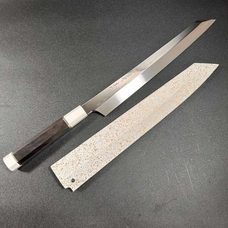 Sakai Takayuki Mirrored Honyaki Water-Quenched Kiritsuke-Yanagiba 300mm SHINUCHI with Saya Sheath - Tokushu Knife