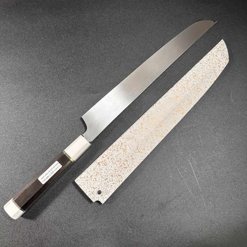 Sakai Takayuki Mirrored Honyaki Water-Quenched Sakimaru Yanagiba (Sashimi) 300mm KAGEUCHI with Saya Sheath - Tokushu Knife