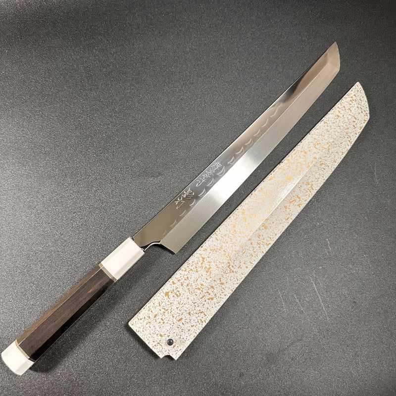 Sakai Takayuki Mirrored Honyaki Water-Quenched Sakimaru Yanagiba (Sashimi) 300mm KAGEUCHI with Saya Sheath - Tokushu Knife