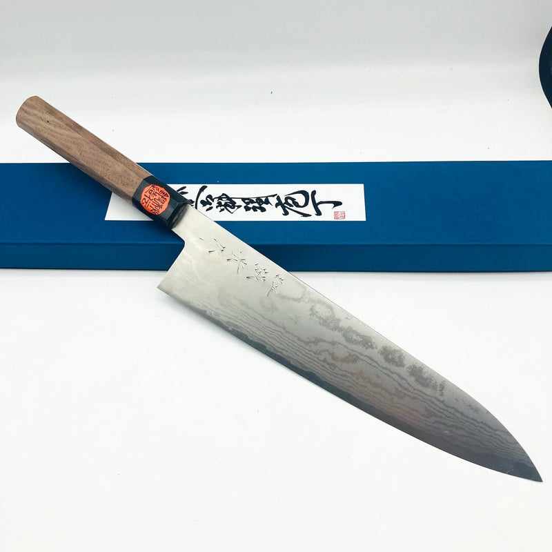 Shigeki Tanaka VG10 Damascus 240mm Gyuto with Wa Handle Tokushu Knife.