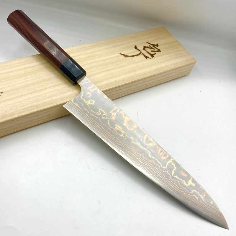 Takeshi Saji Blue #2 240mm Rainbow Gyuto Tokushu Knife.